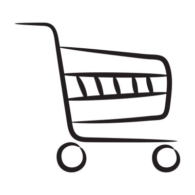 Bir alışveriş arabası vektörü, düzenlenebilir hat biçimi 