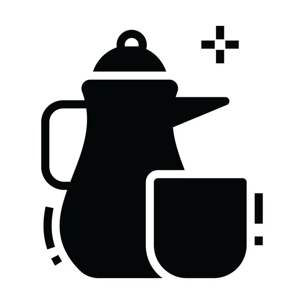 一个有手柄和杯子的壶 茶壶图标的概念 — 图库矢量图片