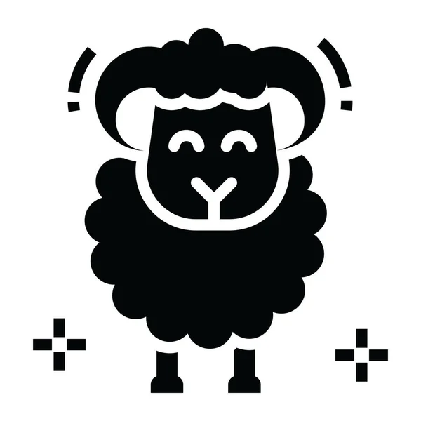 羊の家畜アイコン グリフベクトル — ストックベクタ