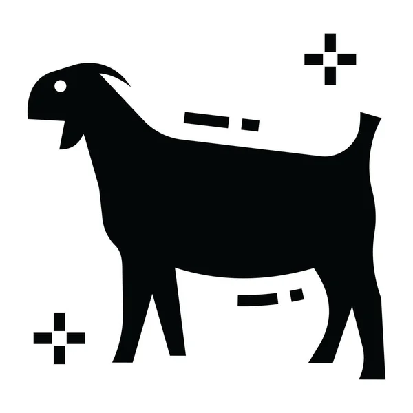 ヤギの家畜アイコン グリフベクトル — ストックベクタ