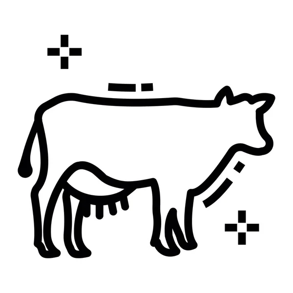 Линейный Векторный Дизайн Коровы Сельскохозяйственного Животного — стоковый вектор