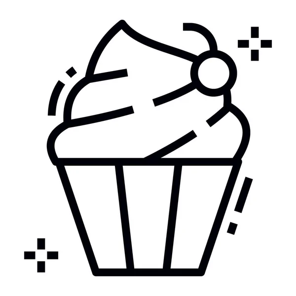 Τούρτα Κεράσι Αυτό Εικονίδιο Cupcake Στη Γραμμή Του Σχεδιασμού — Διανυσματικό Αρχείο