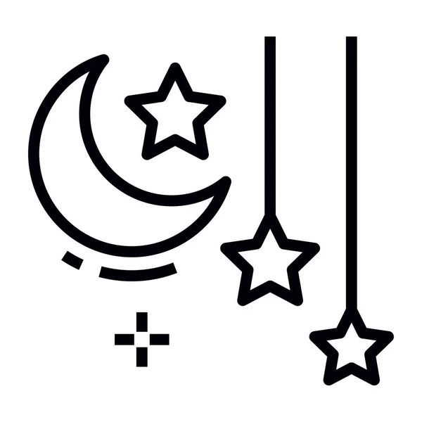 Estrelas Penduradas Com Ícone Lua Decorativa — Vetor de Stock