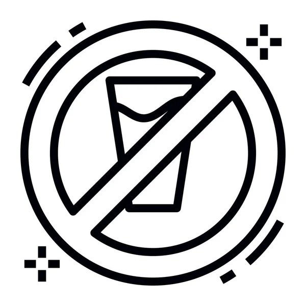 Estilo Línea Signo Prohibido Vidrio Beber Ayunar Icono Concepto — Vector de stock