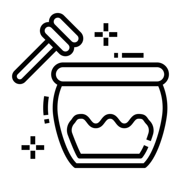 Editable Line Design Honey Jar Icon — Stock Vector