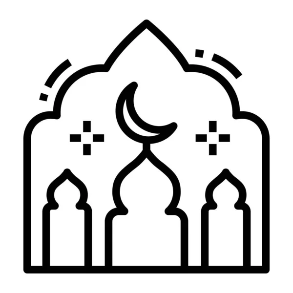 Lugar Culto Para Muçulmanos Mesquita Estilo Moderno Linha Editável —  Vetores de Stock