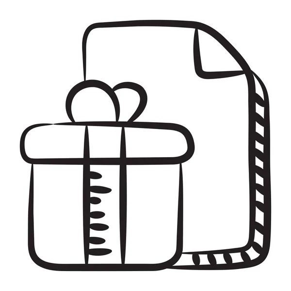 Boîte Enveloppée Avec Fichier Icône Ligne Certificat Cadeau — Image vectorielle