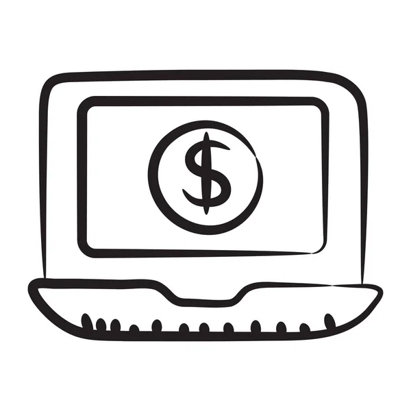 Basis Dollarmünze Laptop Linearer Online Banking Vektor — Stockvektor