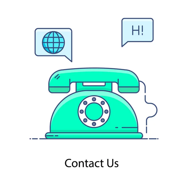 Téléphone Avec Chatbot Écriture Représentant Contactez Nous Icône Style Plat — Image vectorielle