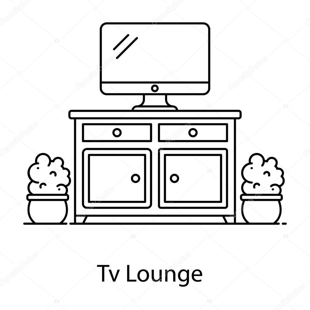 Tv lounge table vector in flat style 