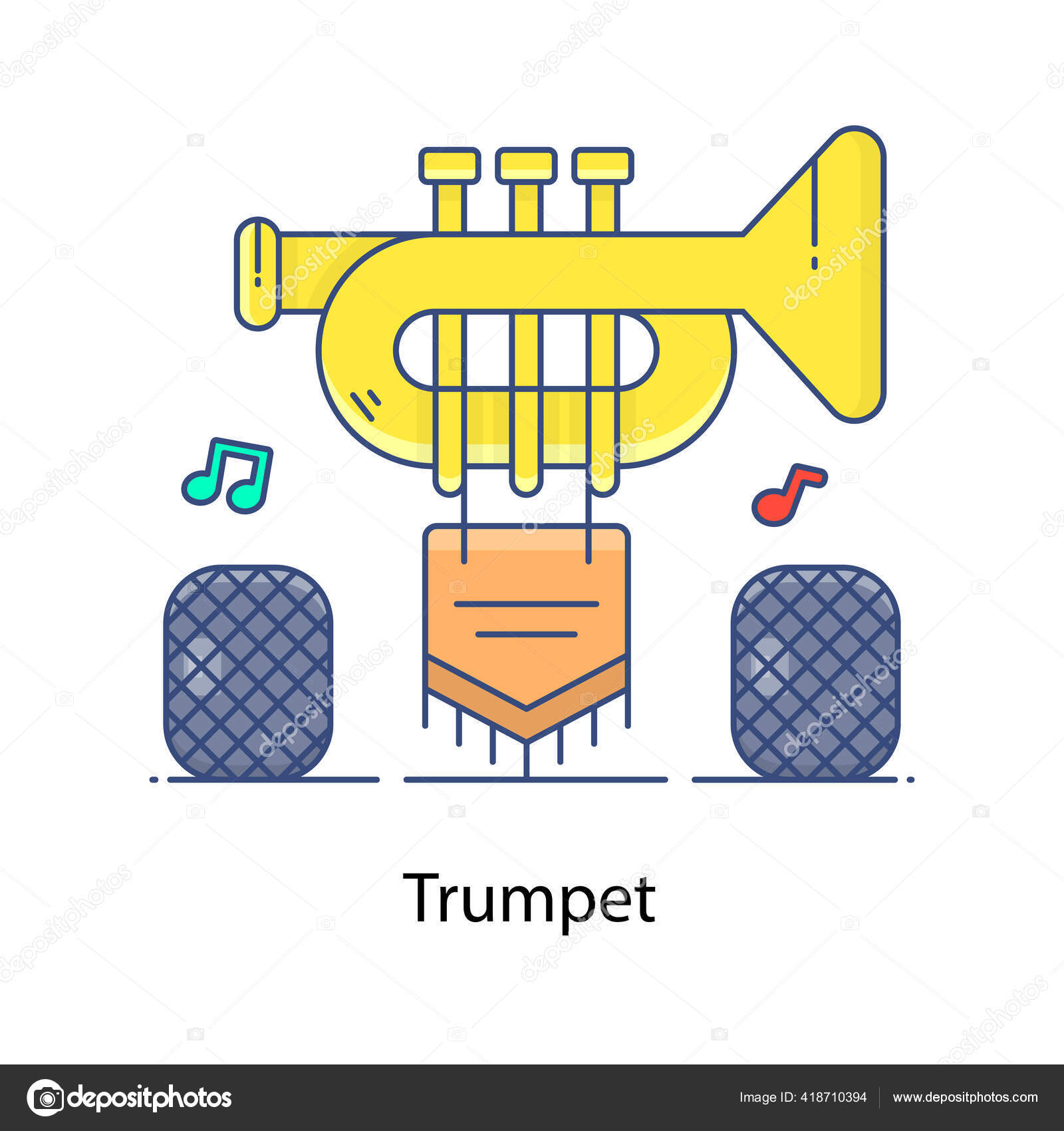 トランペット フラットアイコンの編集可能なベクトル ストックベクター C Smashingstocks