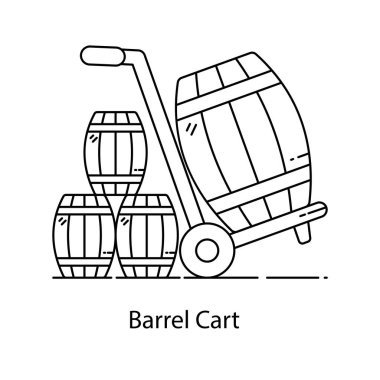 Varil arabası vektörü, son moda bagaj vagonu ikonu. 