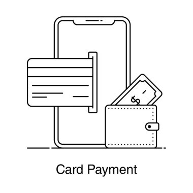 Güvenli kart ödeme simgesi, düz stil mobil bankacılık simgesi 