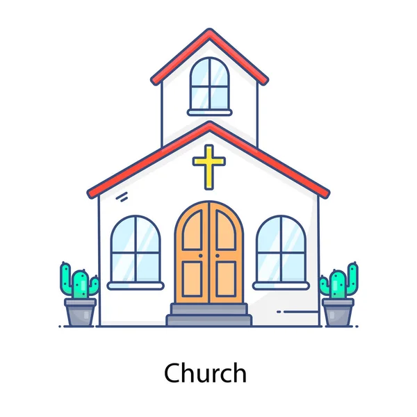 Hıristiyanlık Evi Vektör Stili Kilise Düz Ikon Tasarımı — Stok Vektör