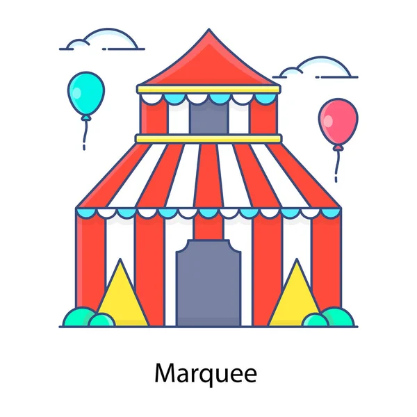 Marquee Circus Tent Vector Flat Style — Stock Vector
