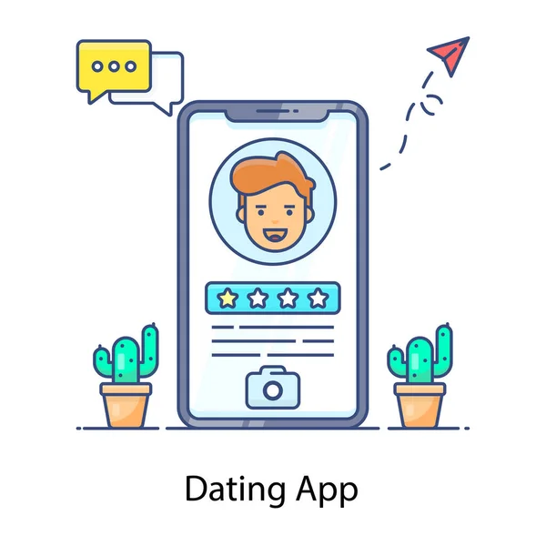 Vektor Der Dating App Virtuelle Beziehung Flachen Stil — Stockvektor