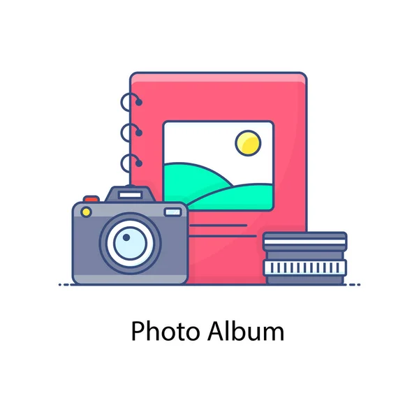 Photo Album Icon Wedding Album Flat Style — Stock Vector