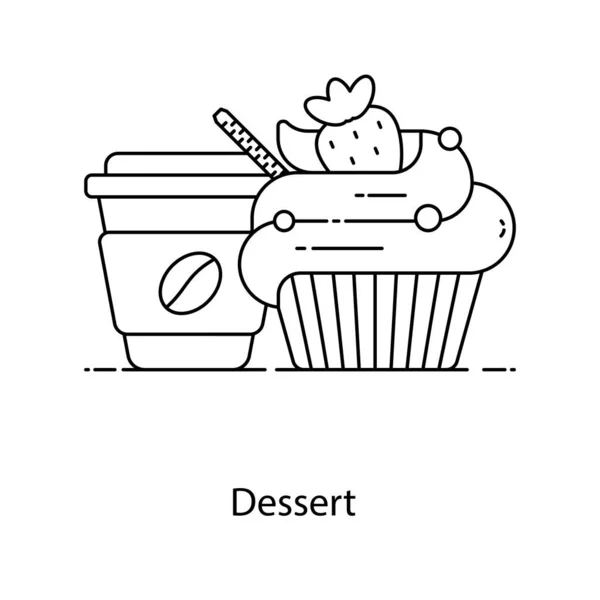 Sweet Confection Served Last Course Meal Dessert Flat Icon — Stock Vector