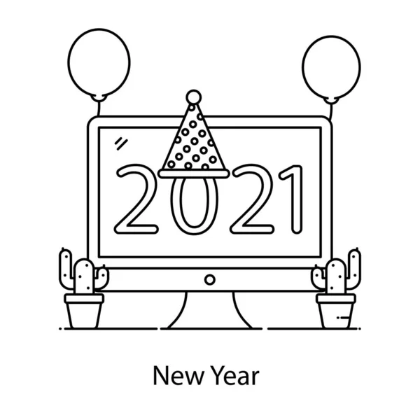 Векторный Стиль Новогодней Вечеринки Плоский Иконный Дизайн — стоковый вектор