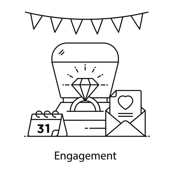 Trendy Flat Icon Engagement Ring Engagement Event Vector — Stock Vector