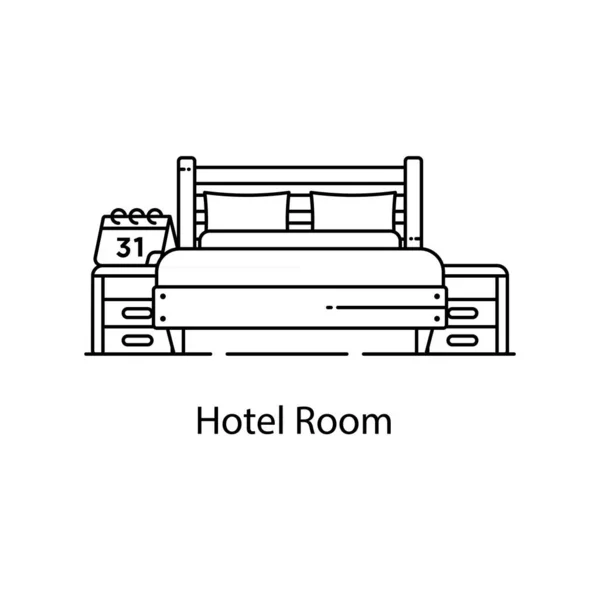 Chambre Hôtel Icône Plate Chambre Principale — Image vectorielle