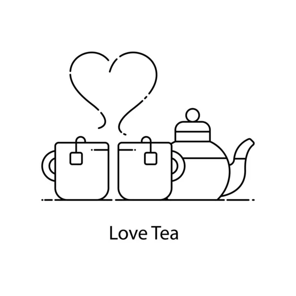 Vector Love Tea Modern Flat Style — Stock Vector