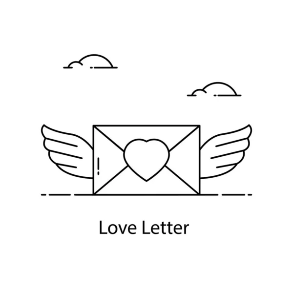 愛の手紙のアイコンデザイン 封筒にハート — ストックベクタ