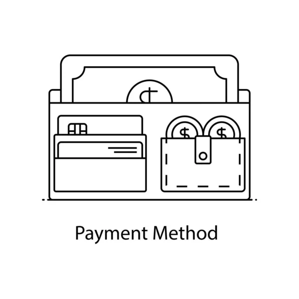 Método Pagamento Carteira Dinheiro Estilo Plano Moderno — Vetor de Stock