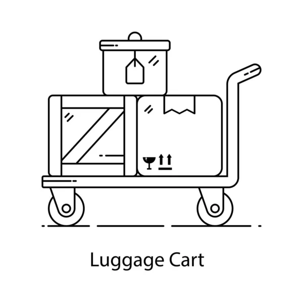 Chariot Bagages Style Vectoriel Icône Plate Chariot Bagages — Image vectorielle