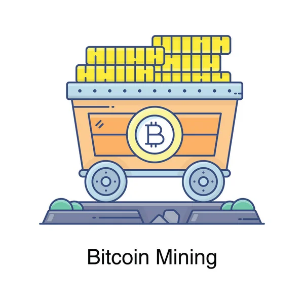 Trendy Design Bitcoin Mining Cart Icon — Stock Vector