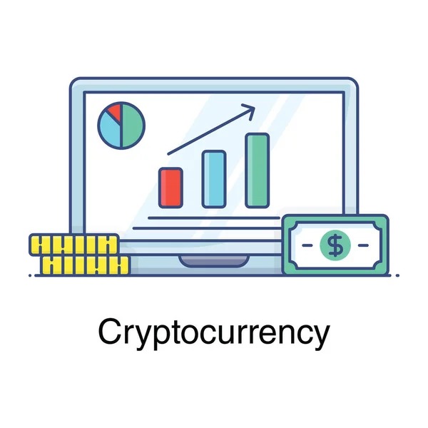 Wachstumstabelle Laptop Mit Banknote Online Datensymbol — Stockvektor
