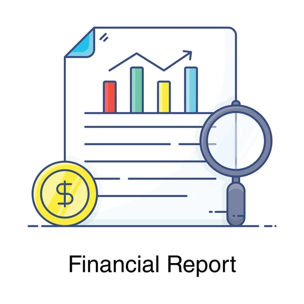 Datakaart Met Munt Vergrootglas Concept Van Financieel Rapport Icoon — Stockvector