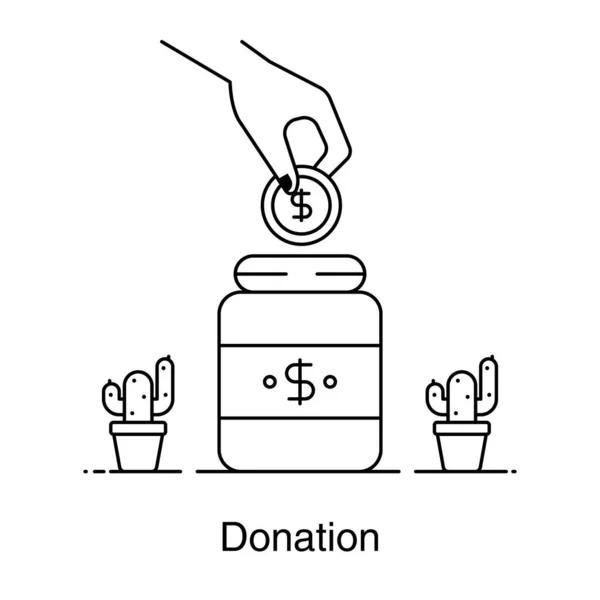 Давая Долларовую Монету Символ Пожертвования — стоковый вектор