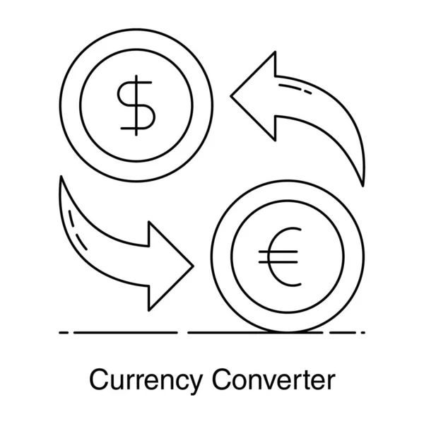 Dollar Met Euro Vector Ontwerp Van Valuta Converter Concept Icoon — Stockvector