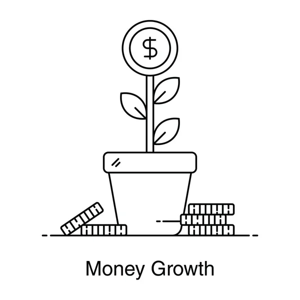 Projeto Ícone Planta Dinheiro Vetor Liso Desenvolvimento Negócio — Vetor de Stock