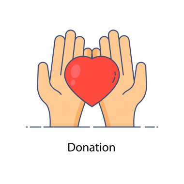 Bağış ikonu, kalp hayırseverliği konsepti taşıyıcısı 