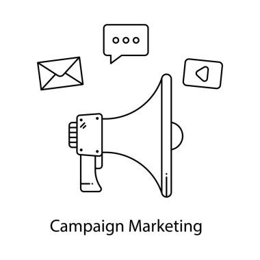 Kampanya pazarlama vektörü, konuşma baloncuklu megafon 