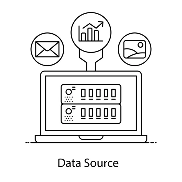 Gegevensbron Dataserver Laptop Platte Vector — Stockvector