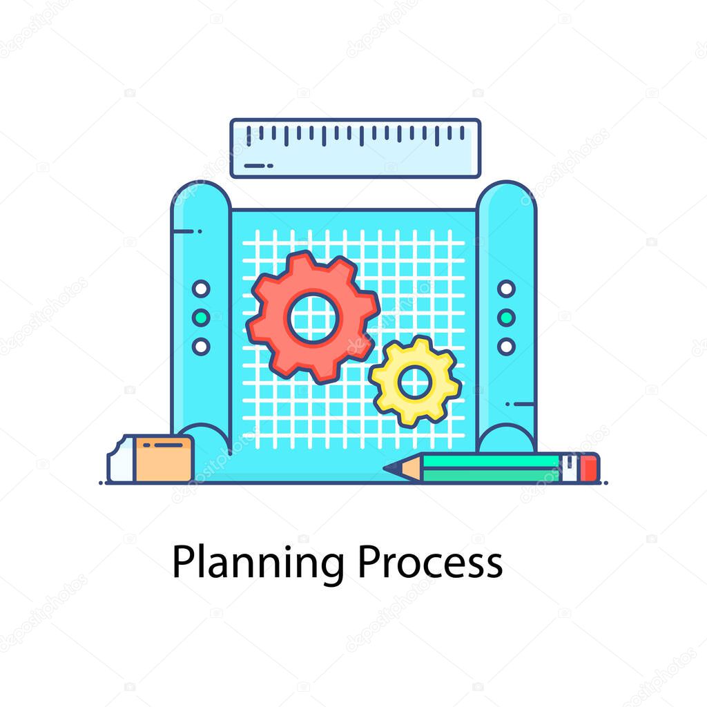Planning process vector, editable flat icon 