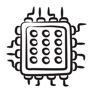 İşlemci yonga simgesi, modaya uygun karalama simgesi tasarımı 
