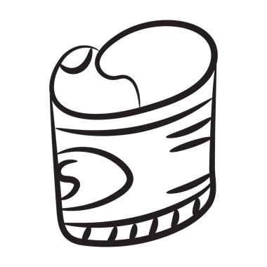 Katlanmış banknotun Doodle simgesi tasarımı, kağıt para 