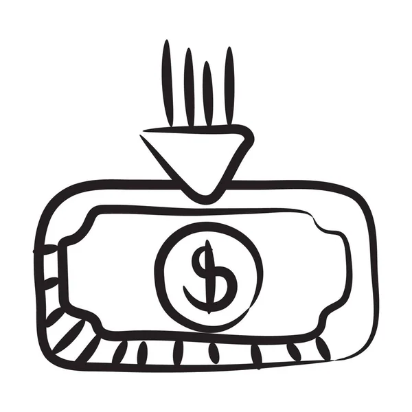 Банкнота Стрелкой Вниз Иконка Дизайн Низких Инвестиций — стоковый вектор