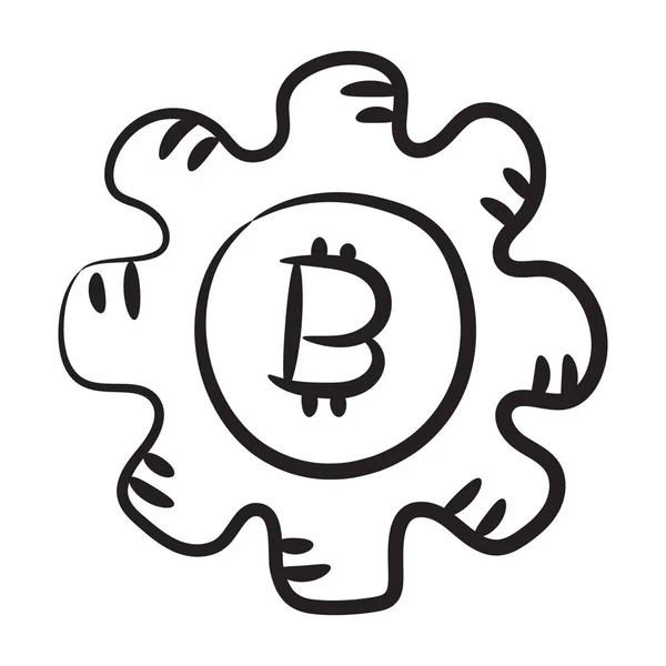 Printbitcoin Con Engranaje Icono Diseño Gestión Bitcoin — Archivo Imágenes Vectoriales