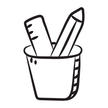 Kırtasiye malzemesi, kırtasiye tutacağı karalama simgesi toplamak için A kalem standı