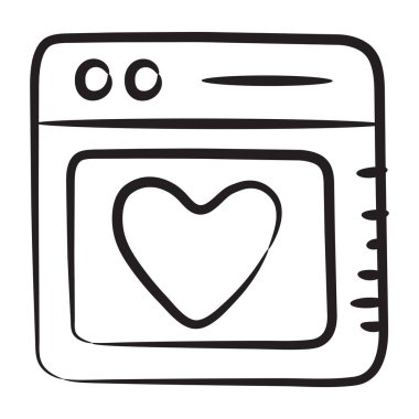 Favori web sitesi simgesi tasarımı, web sayfası içindeki kalp 