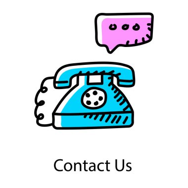 Konuşma baloncuğu tasvir eden telefon bize simge modern şekilde temas kurar  