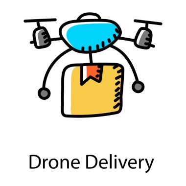 İnsansız hava aracı taşıma vektörünün modern teknoloji simgesi 