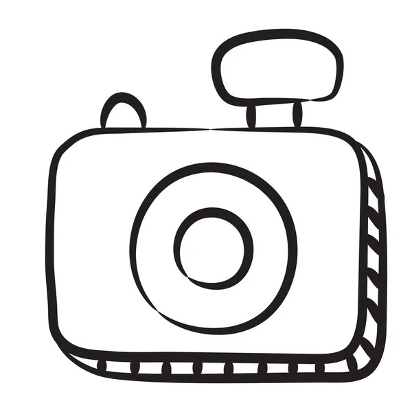 Fotocamera Digitale Icona Dell Attrezzatura Fotografica Nel Design Degli Scarabocchi — Vettoriale Stock