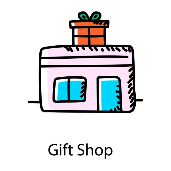 Icon Wrapped Box Building Showing Concept Gifts Shop — Stock Vector