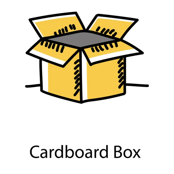 Karton Kutu Simgesinin Elle Çizilmiş Tasarımı — Stok Vektör